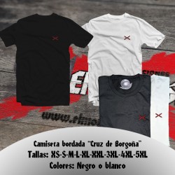 Camiseta  bordada "Cruz Borgoña"