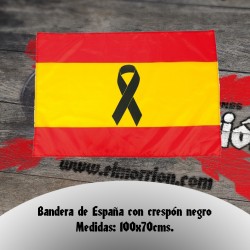 Bandera España con crespón negro
