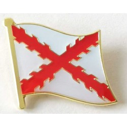 Pin bandera Cruz de Borgoña ondeando.